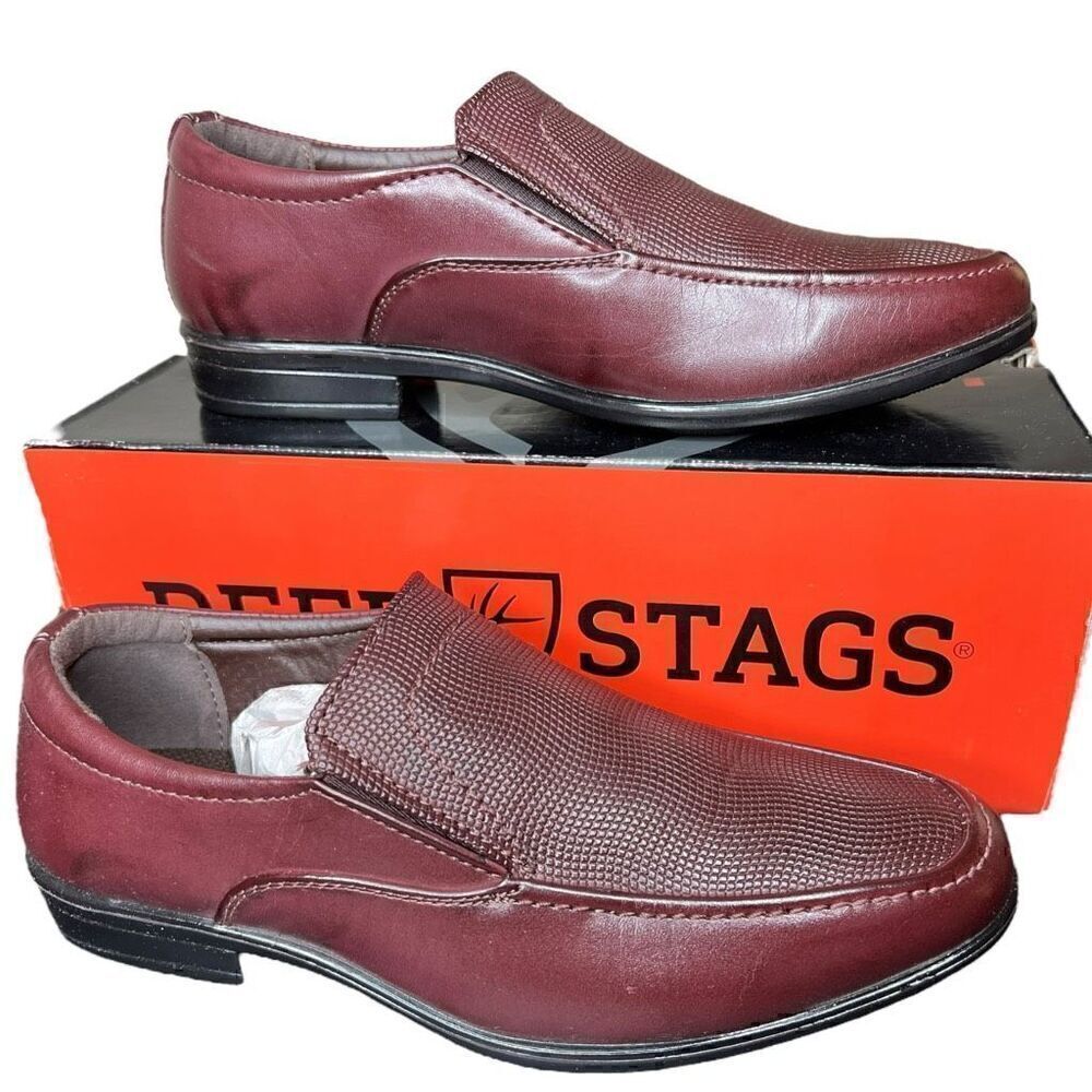 NEW Deer Stags Matteo Kids Burgundy Slip On Loafer 4M